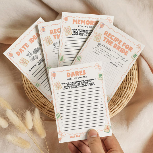 Mahjong Bachelorette Wishes and Advice Cards