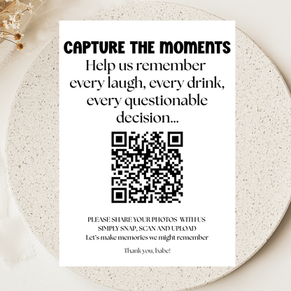 Bachelorette QR Code Photo Upload Sign