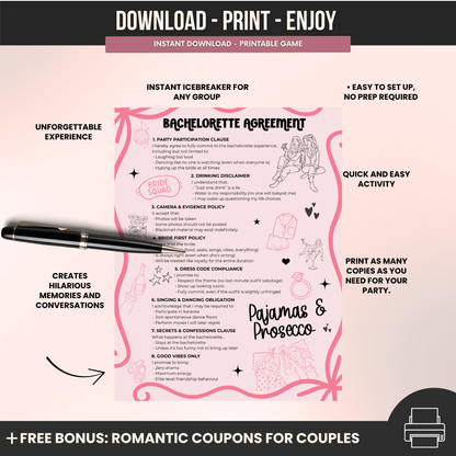 Bachelorette Party Contract - Pajamas & Prosecco Party