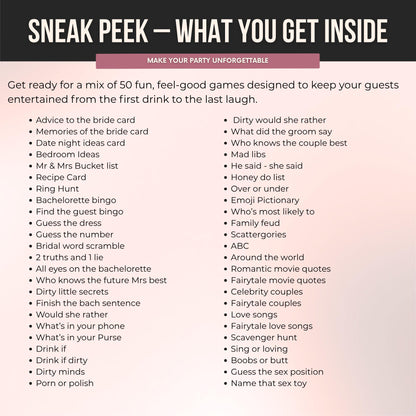 Love On The Lake Bachelorette Party Bundle - 50 Games