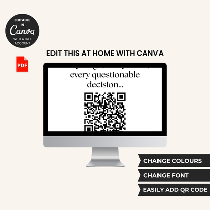 Bachelorette QR Code Photo Upload Sign