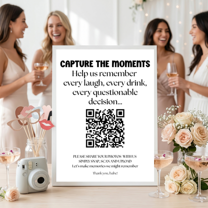 Bachelorette QR Code Photo Upload Sign