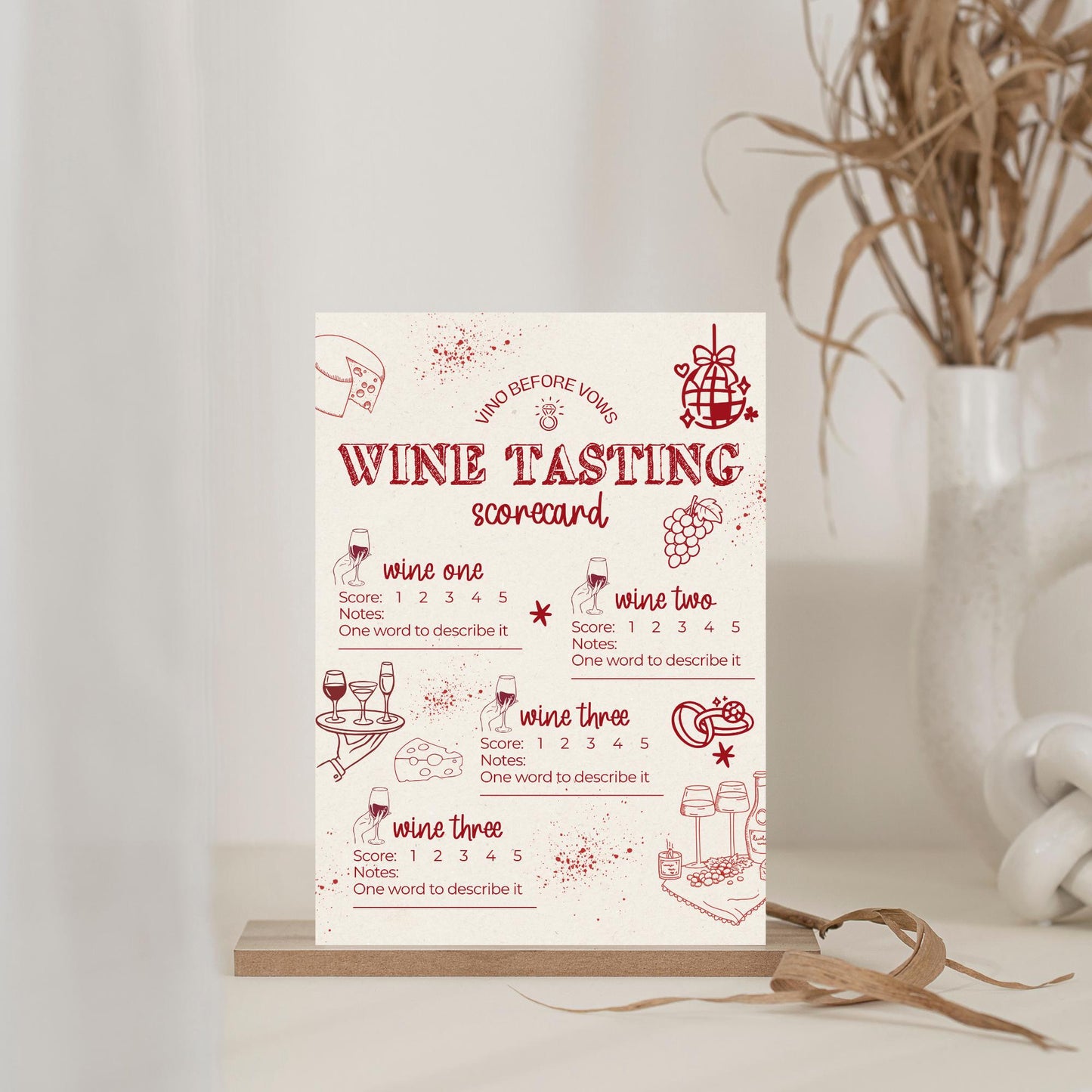 Wine Tasting Notes Score Card