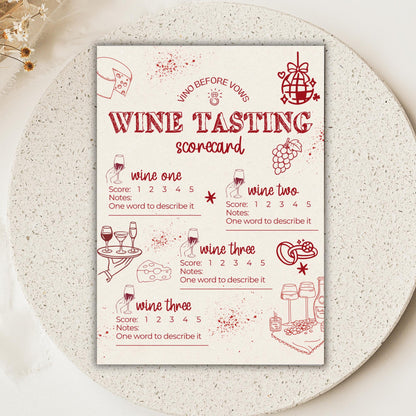Wine Tasting Notes Score Card