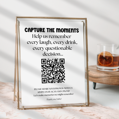 Bachelorette QR Code Photo Upload Sign
