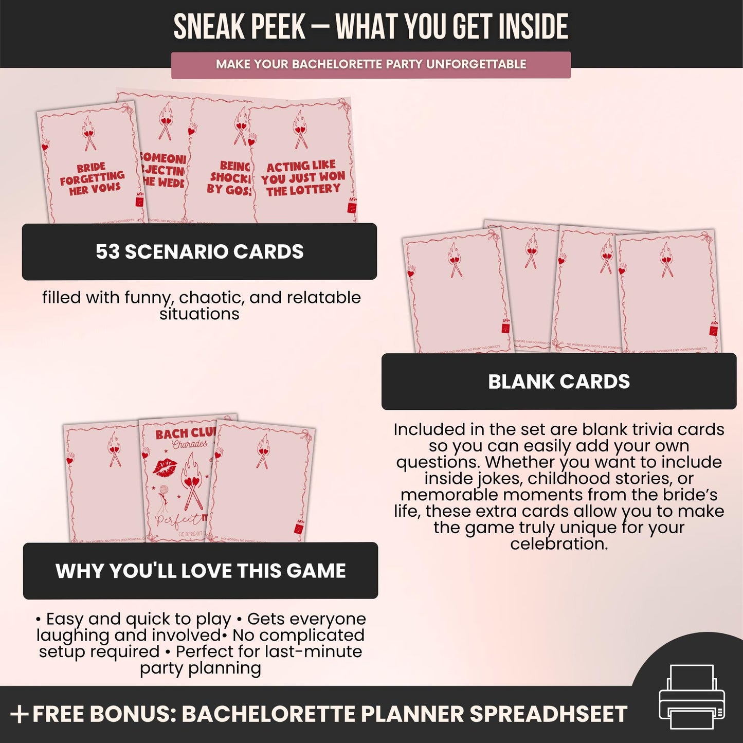 Perfect Match Bachelorette Party Charades Game