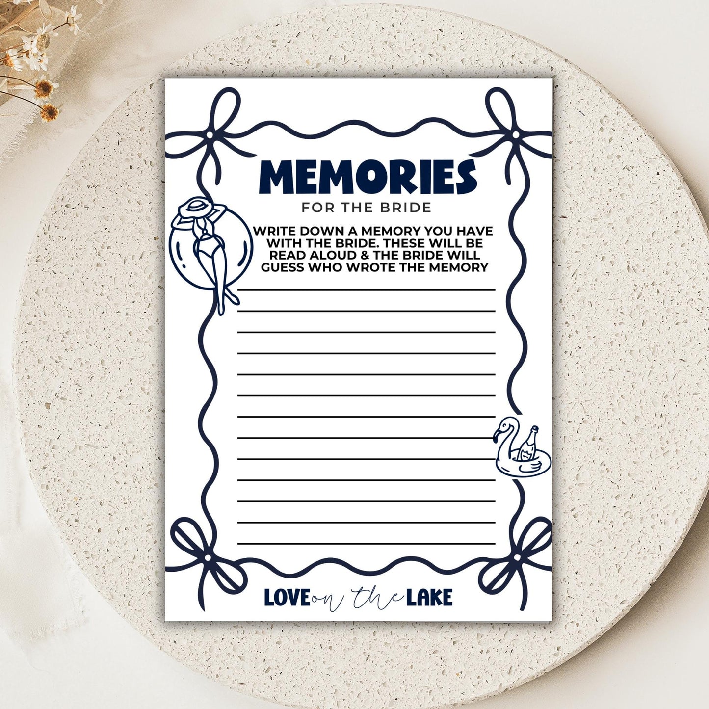 Love On The Lake Bachelorette Wishes and Advice Card