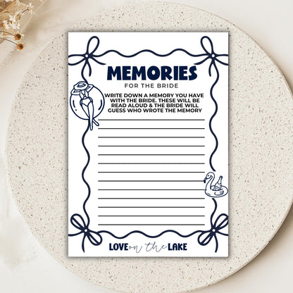 Love On The Lake Bachelorette Wishes and Advice Card