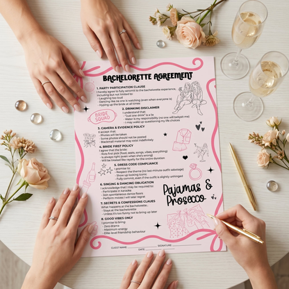 Bachelorette Party Contract - Pajamas & Prosecco Party