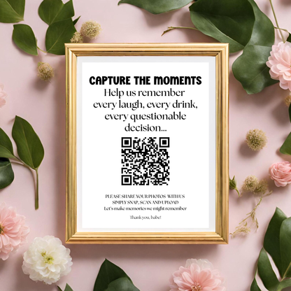 Bachelorette QR Code Photo Upload Sign