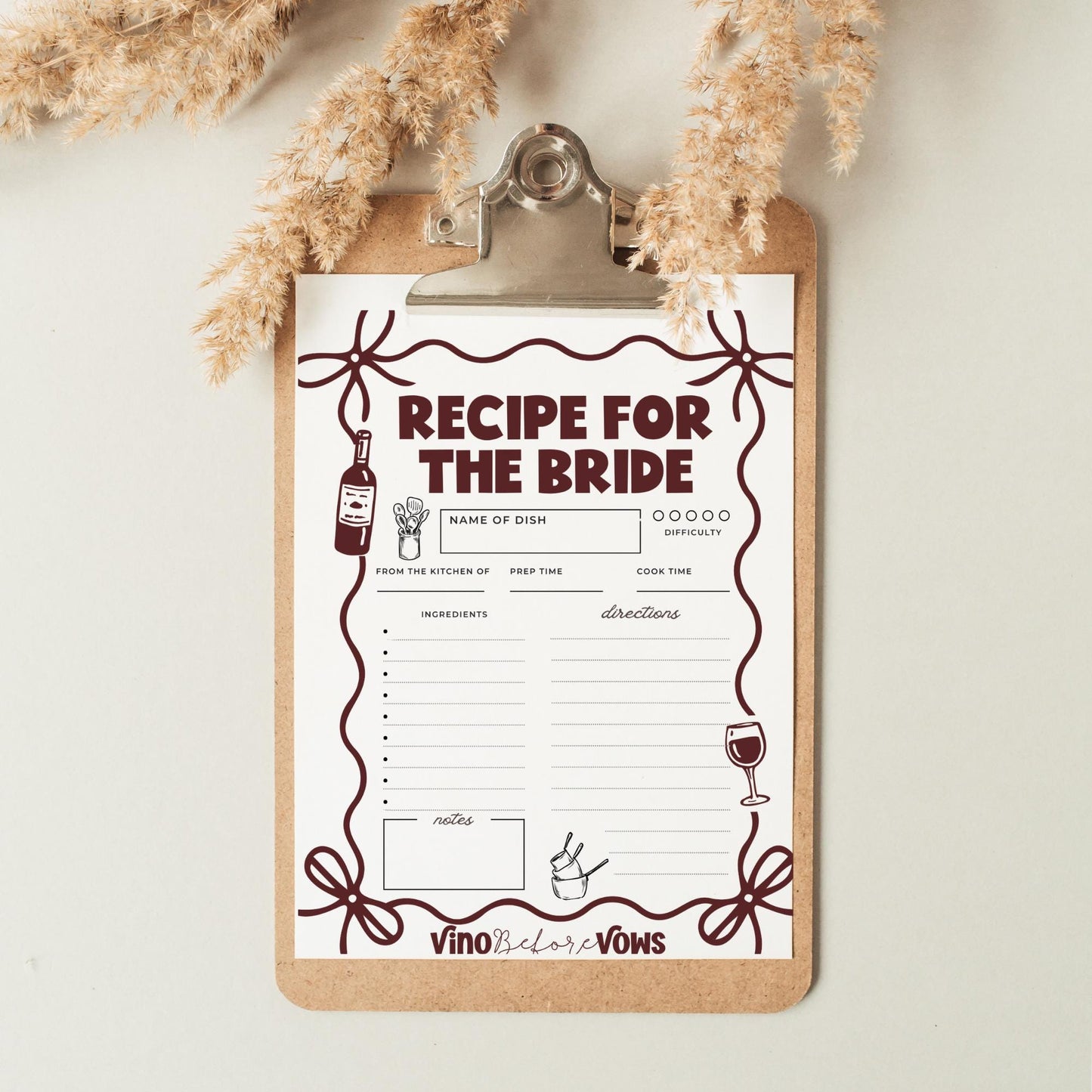 Vino Before Vows Bachelorette Wishes and Advice Cards