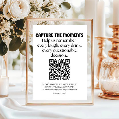 Bachelorette QR Code Photo Upload Sign