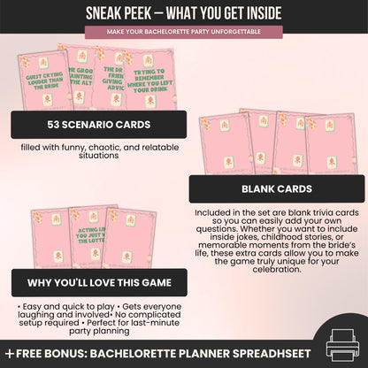 Mahjong Bachelorette Party Charades Game