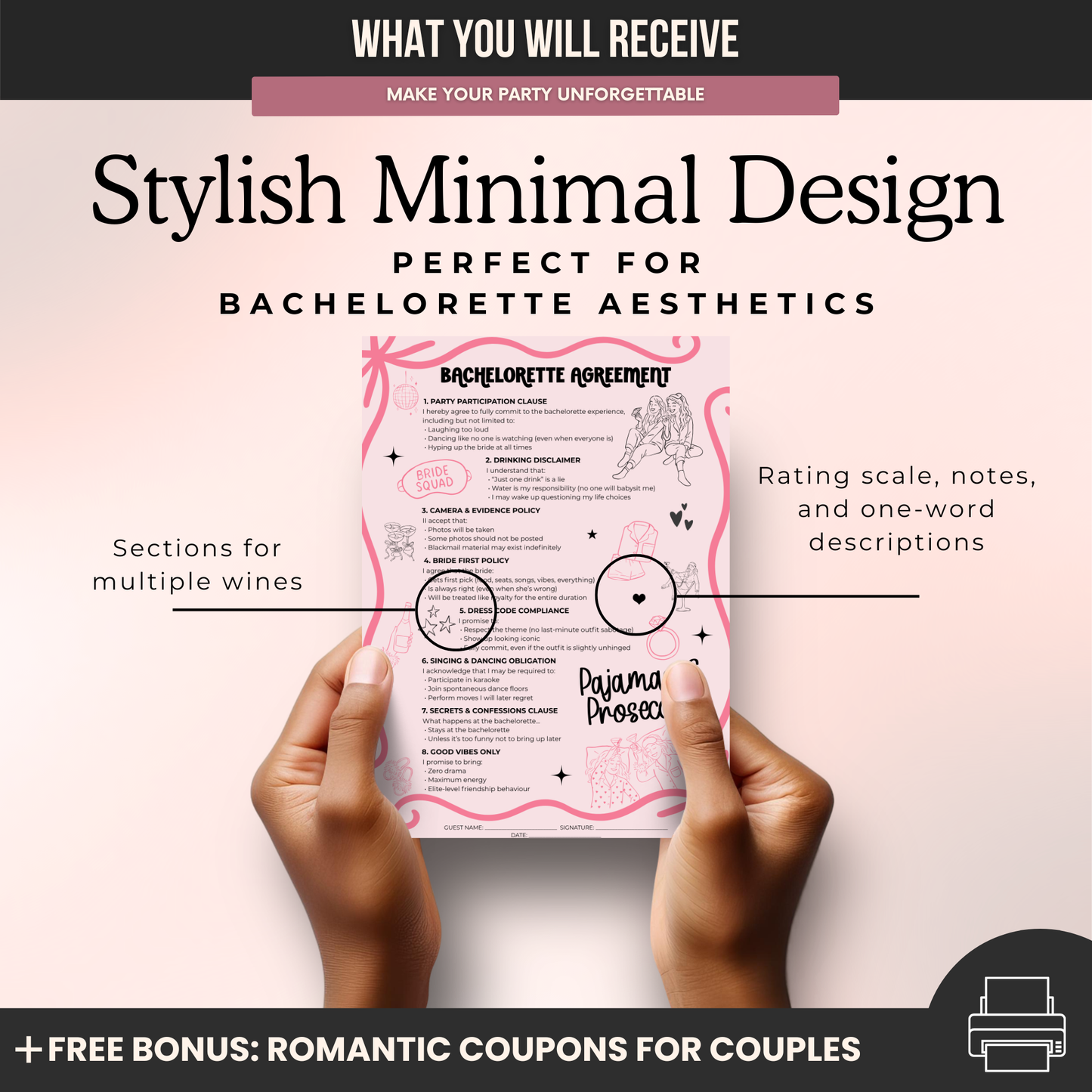 Bachelorette Party Contract - Pajamas & Prosecco Party