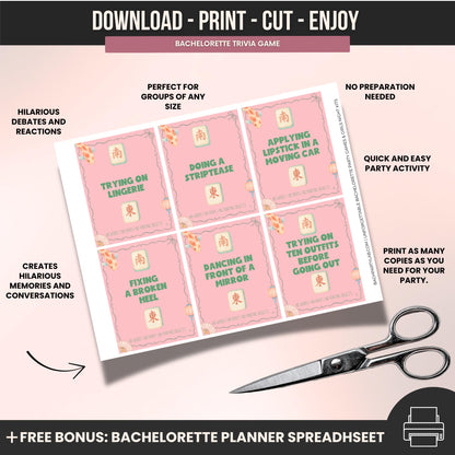 Mahjong Bachelorette Party Charades Game