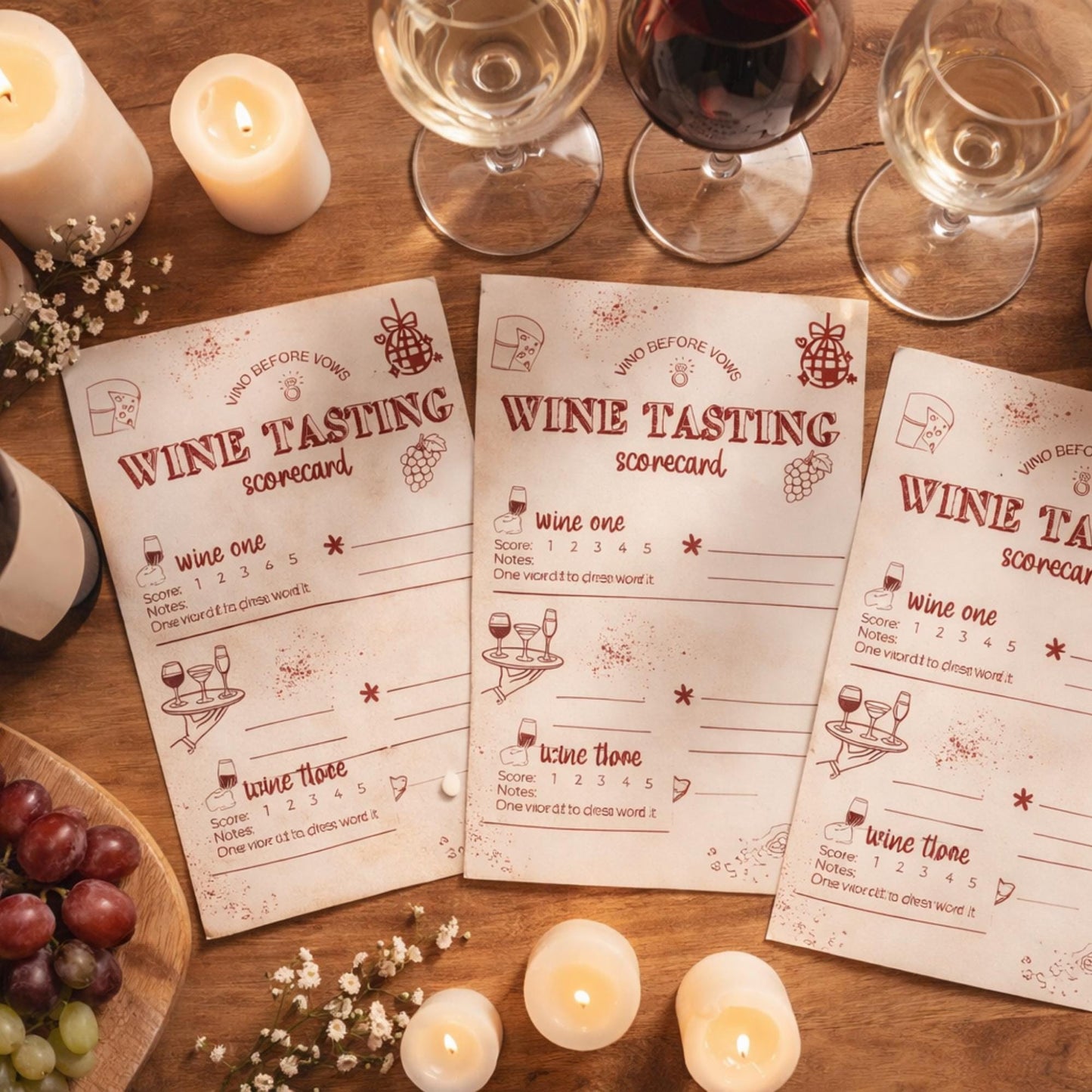Wine Tasting Notes Score Card