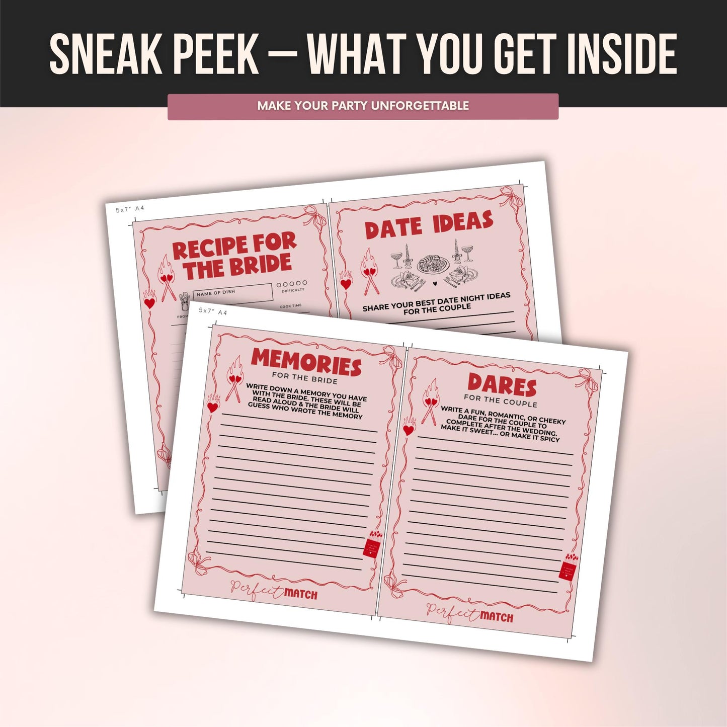 Perfect Match Bachelorette Wishes and Advice Cards Keepsake