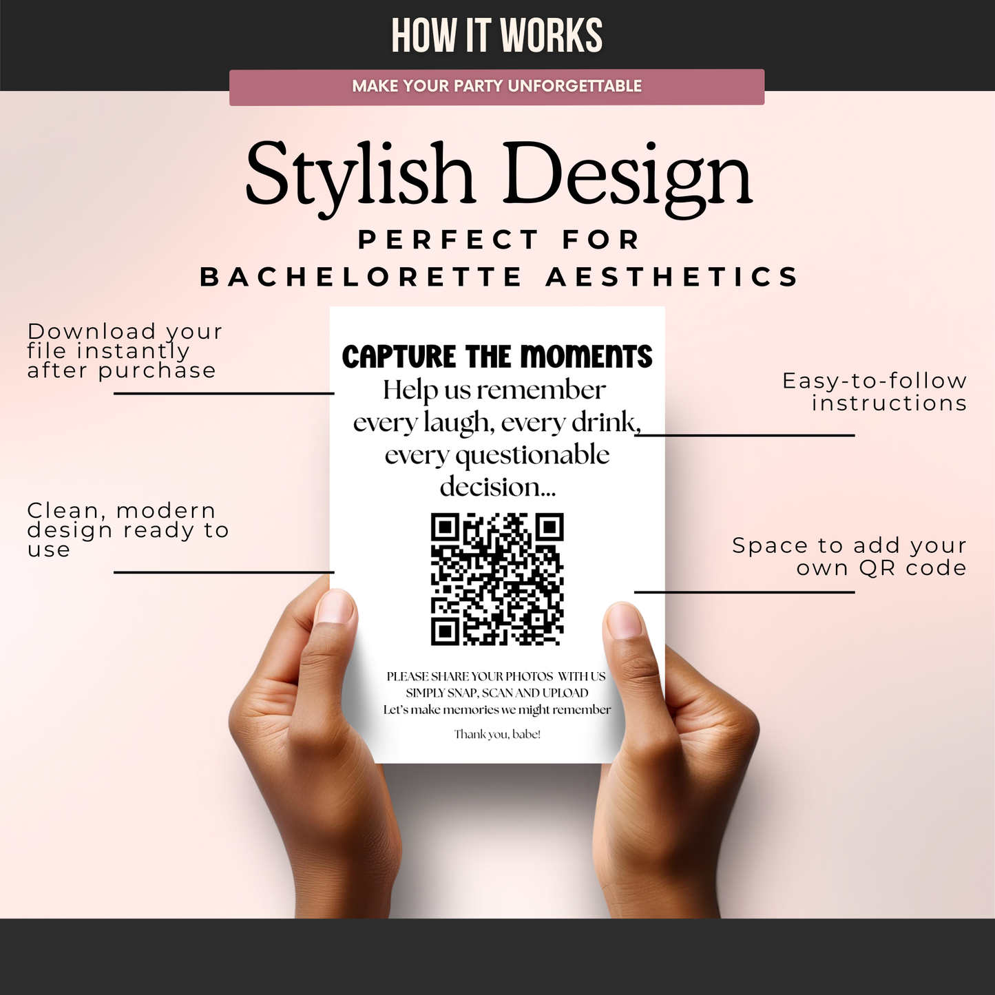 Bachelorette QR Code Photo Upload Sign