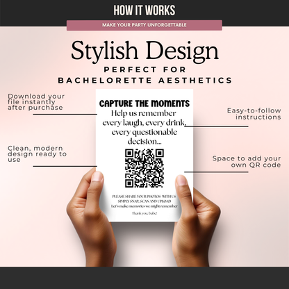 Bachelorette QR Code Photo Upload Sign