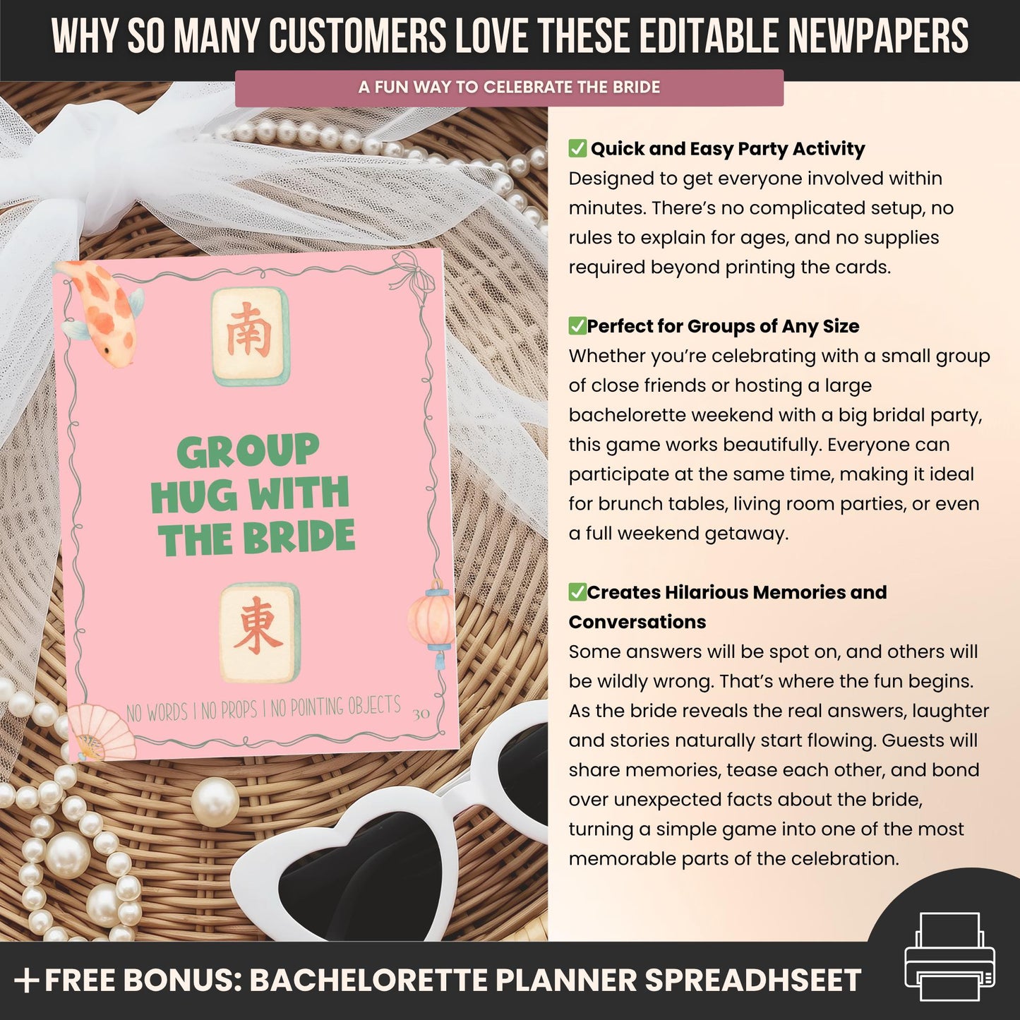 Mahjong Bachelorette Party Charades Game