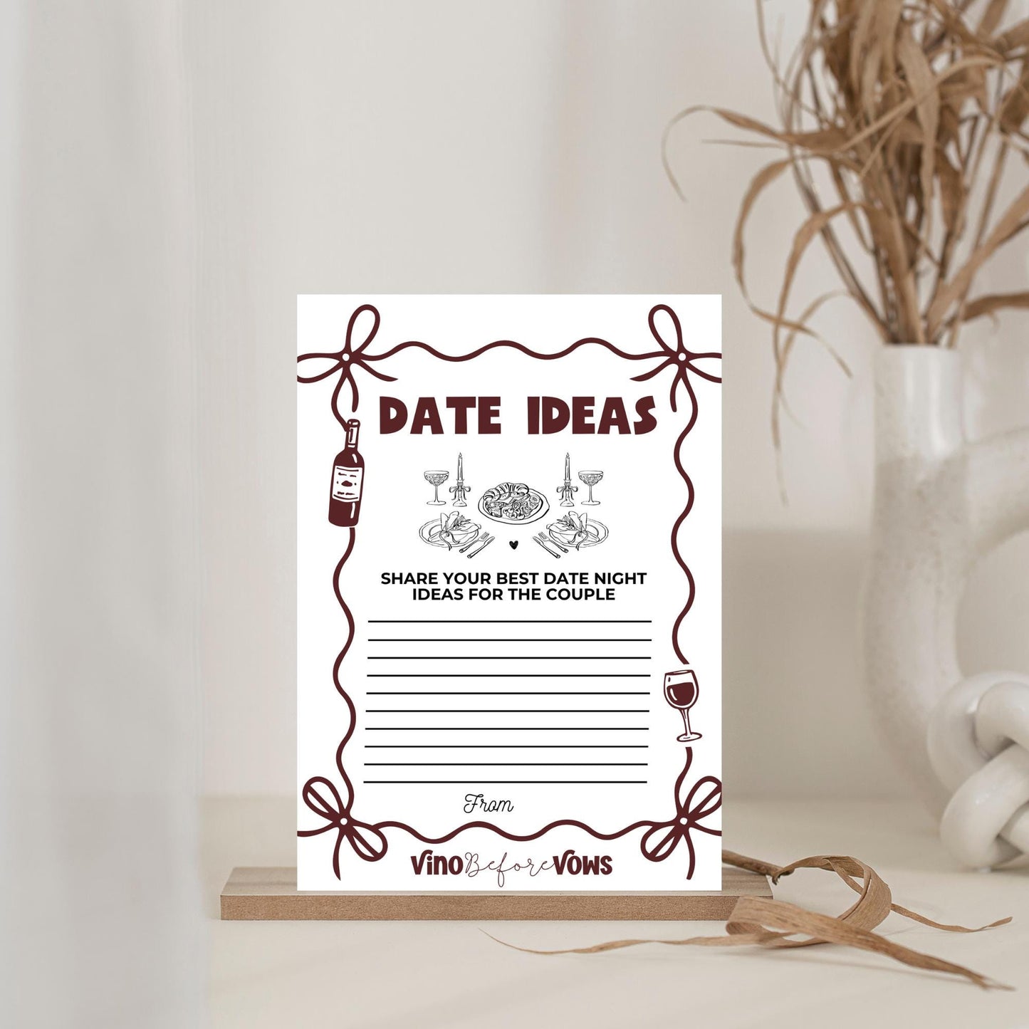 Vino Before Vows Bachelorette Wishes and Advice Cards