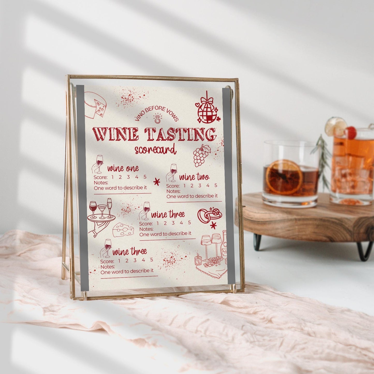 Wine Tasting Notes Score Card