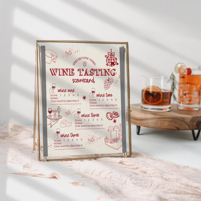 Wine Tasting Notes Score Card