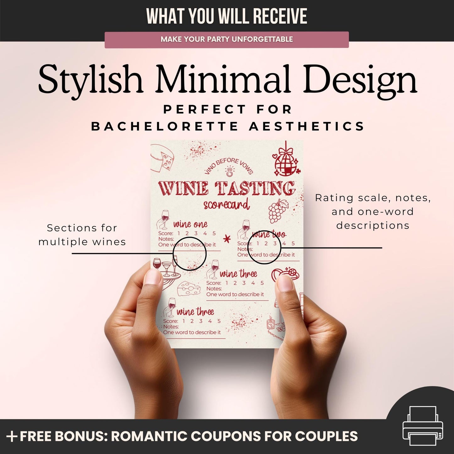 Wine Tasting Notes Score Card