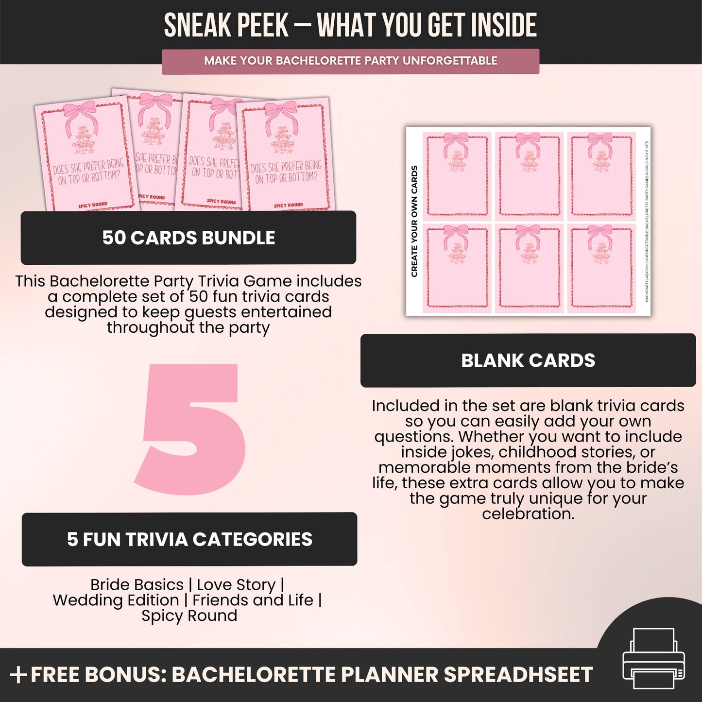 Who Knows the Bride Best Game Cards