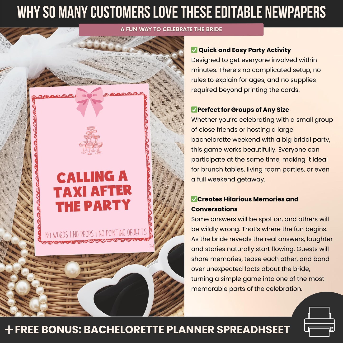 Coquette Bachelorette Charades Cards