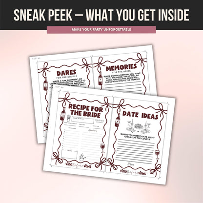 Vino Before Vows Bachelorette Wishes and Advice Cards
