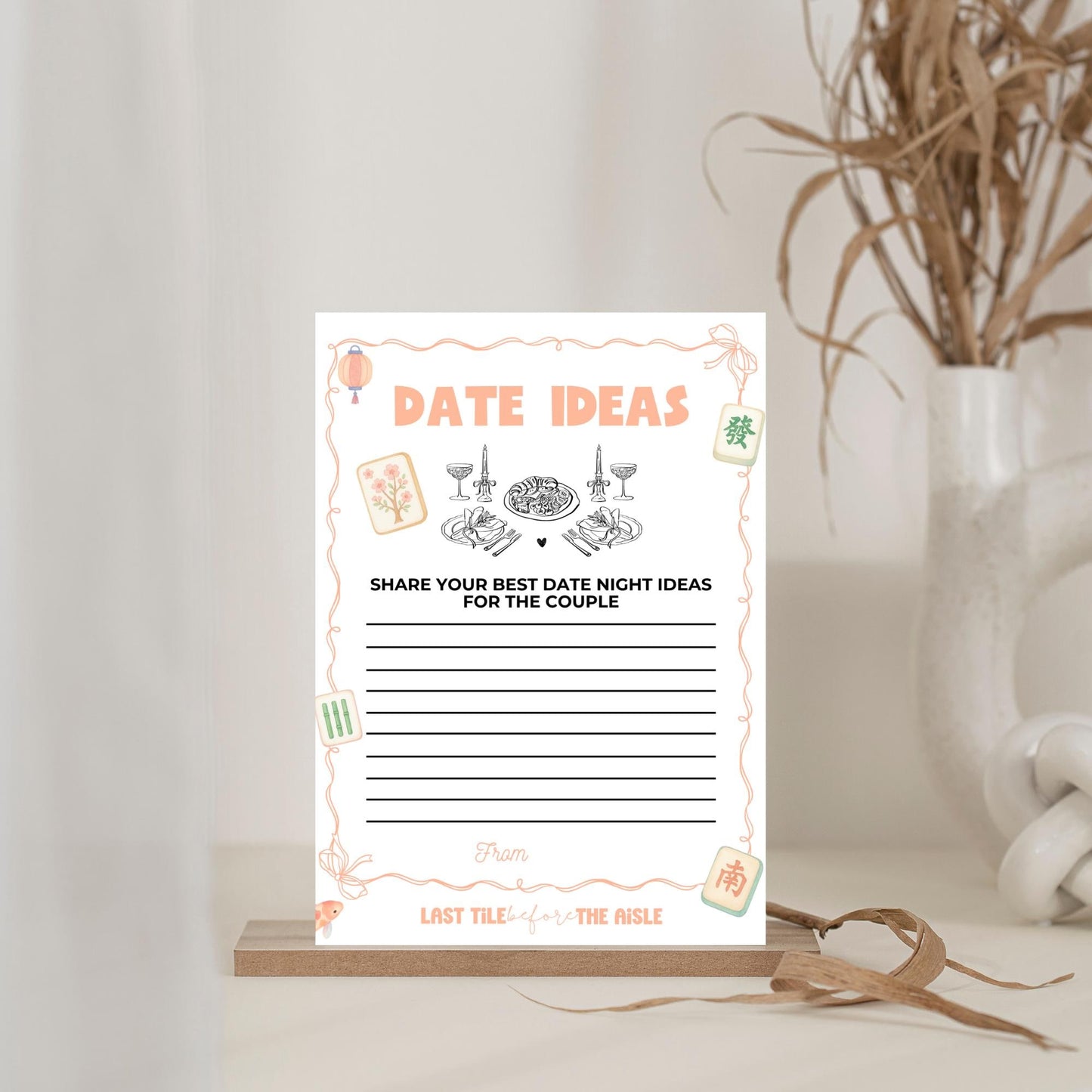 Mahjong Bachelorette Wishes and Advice Cards